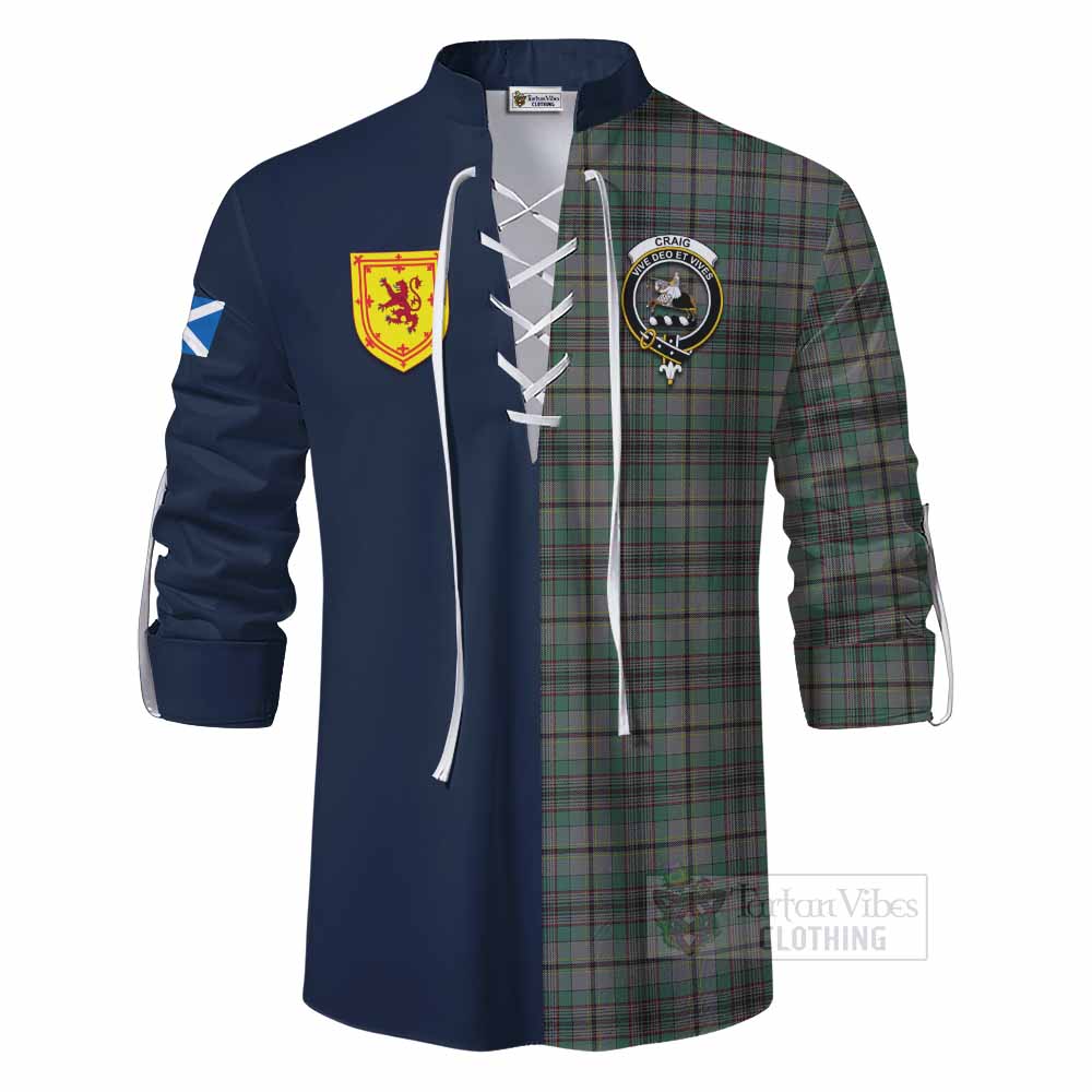 Craig Tartan Ghillie Kilt Shirt Alba with Scottish Lion Royal Arm Half Style