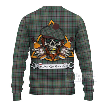 Craig Tartan Ugly Sweater with Family Crest and Bearded Skull Holding Bottles of Whiskey