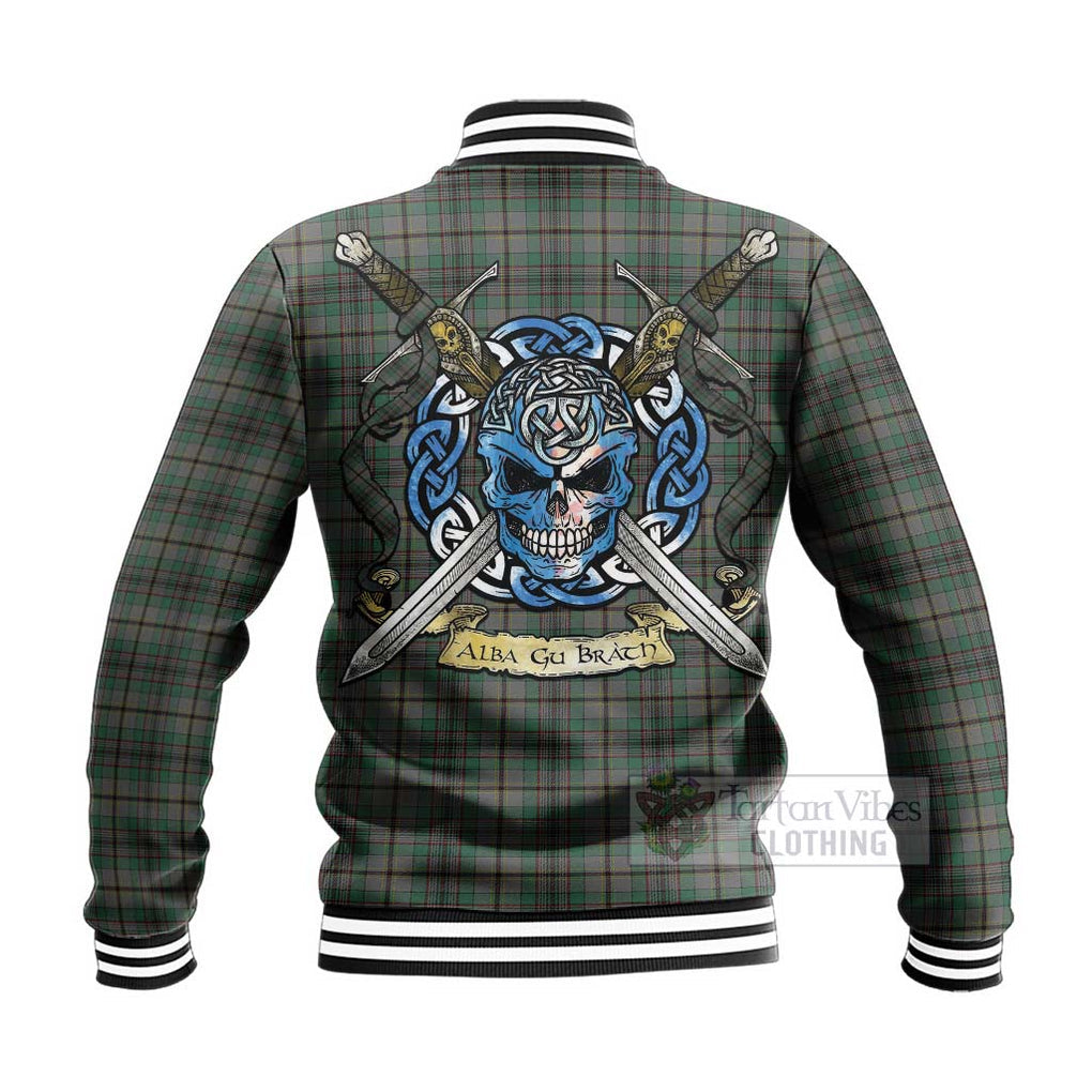 Tartan Vibes Clothing Craig Tartan Baseball Jacket with Family Crest Celtic Skull Style