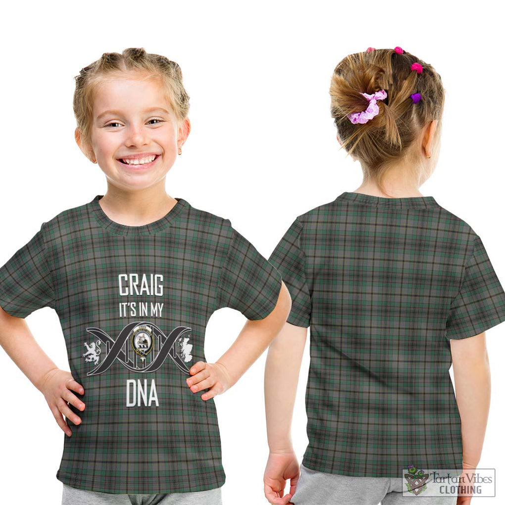 Craig Tartan Kid T-Shirt with Family Crest DNA In Me Style - Tartanvibesclothing Shop