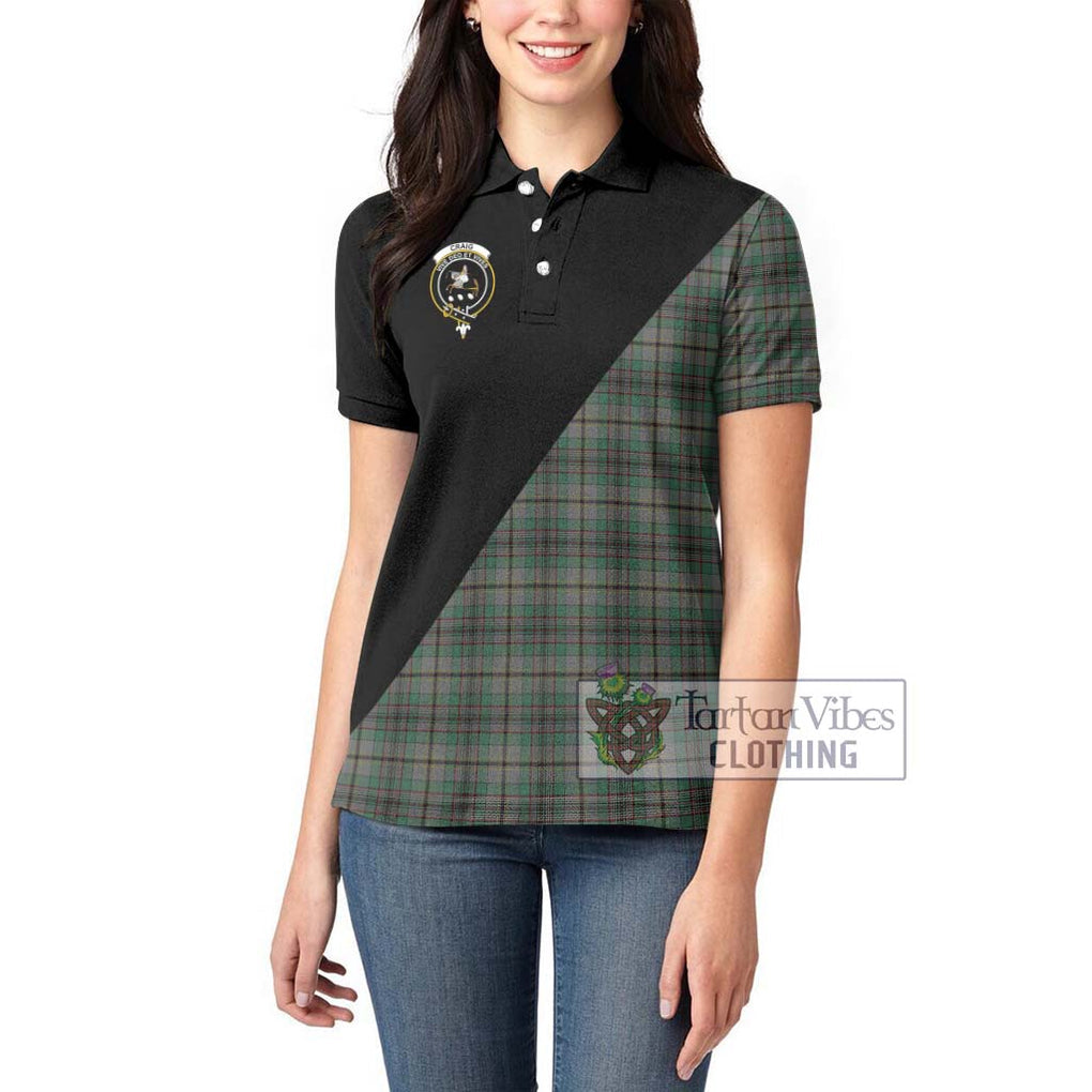 Craig Tartan Women's Polo Shirt with Family Crest and Military Logo Style - Tartanvibesclothing Shop