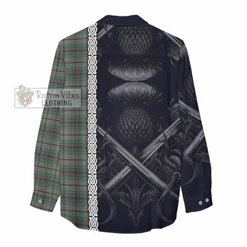 Craig Tartan Women's Casual Shirt with Family Crest Cross Sword Thistle Celtic Vibes