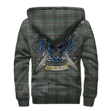 Craig Tartan Sherpa Hoodie with Family Crest Celtic Skull Style