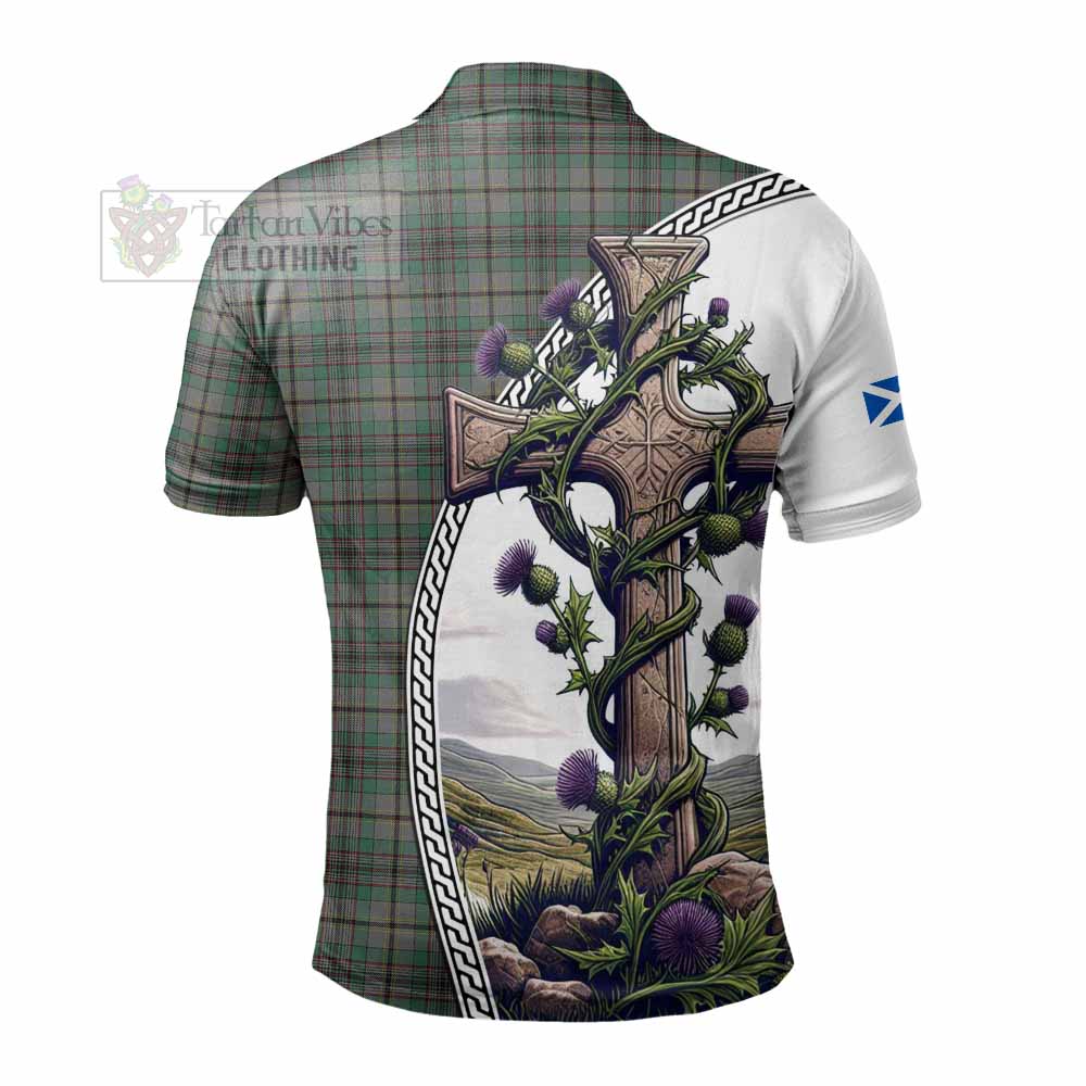 Tartan Vibes Clothing Craig Tartan Polo Shirt with Family Crest and St. Andrew's Cross Accented by Thistle Vines