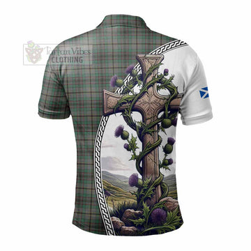 Craig Tartan Polo Shirt with Family Crest and St. Andrew's Cross Accented by Thistle Vines