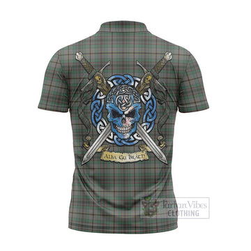 Craig Tartan Zipper Polo Shirt with Family Crest Celtic Skull Style