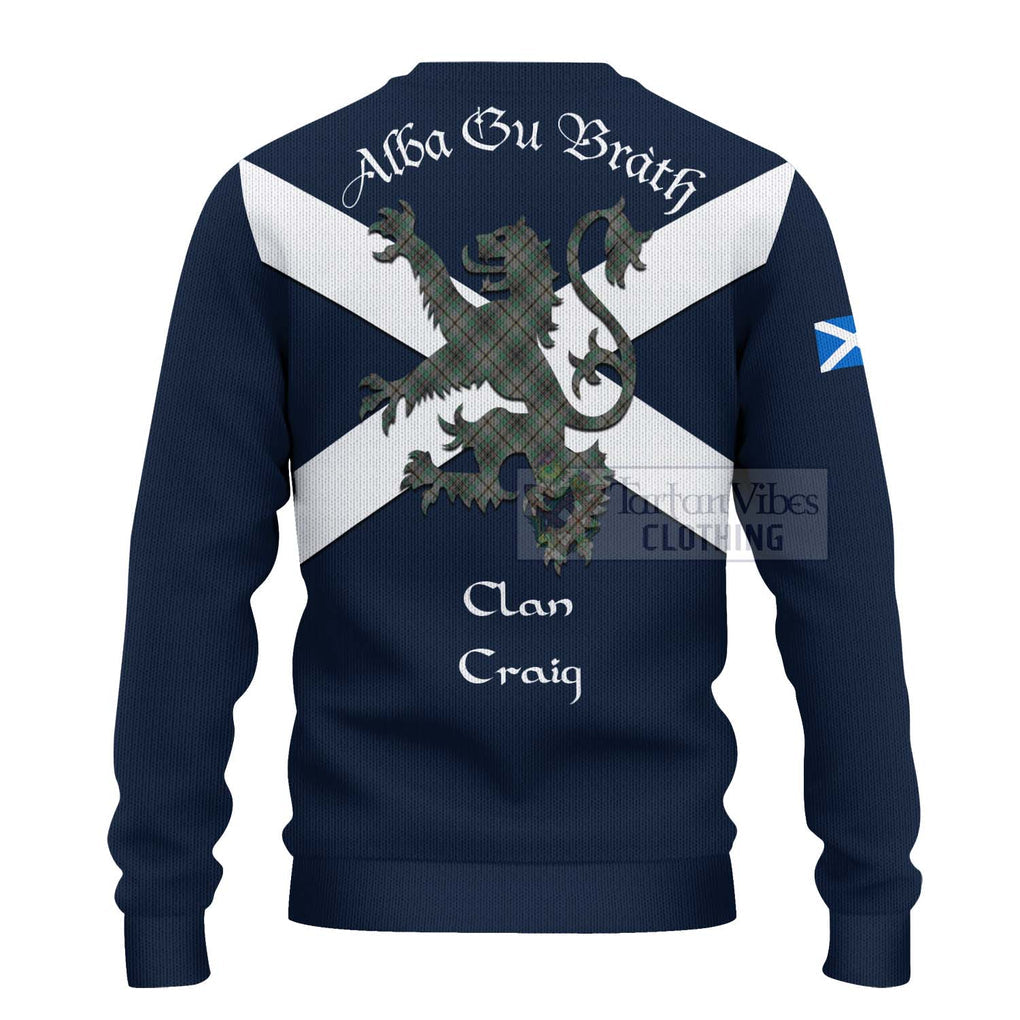 Tartan Vibes Clothing Craig Tartan Lion Rampant Knitted Sweater – Proudly Display Your Heritage with Alba Gu Brath and Clan Name