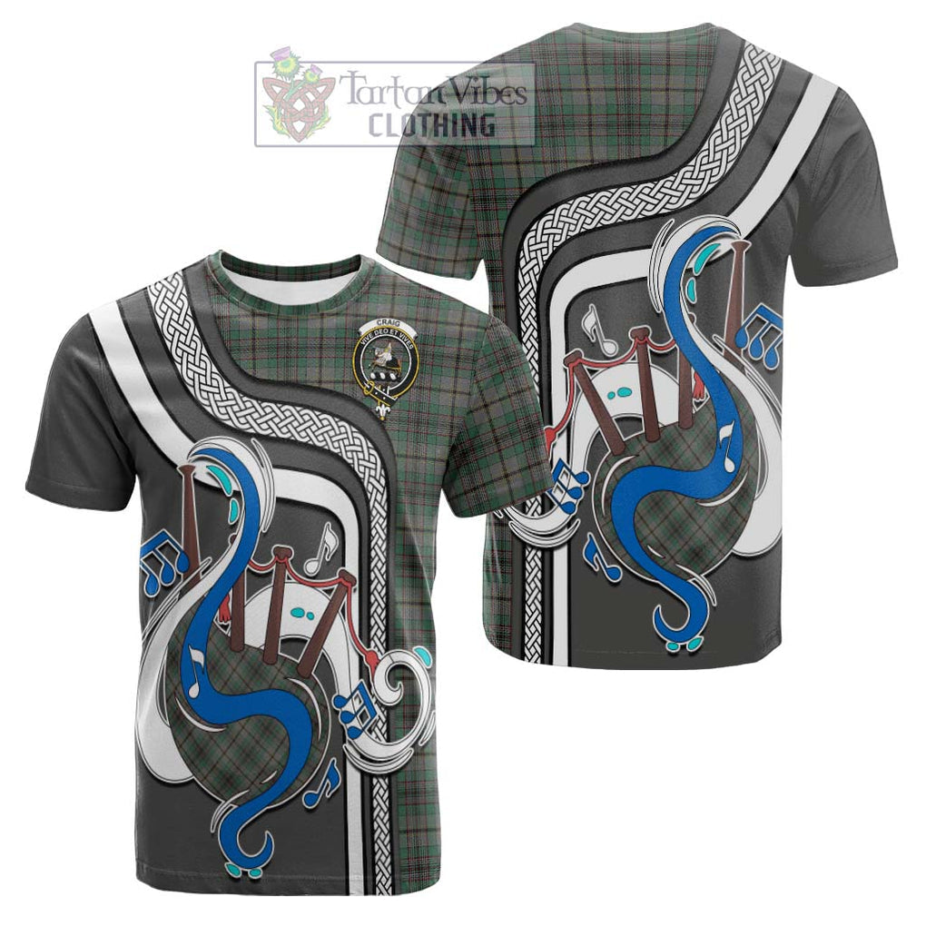 Tartan Vibes Clothing Craig Tartan Cotton T-shirt with Epic Bagpipe Style