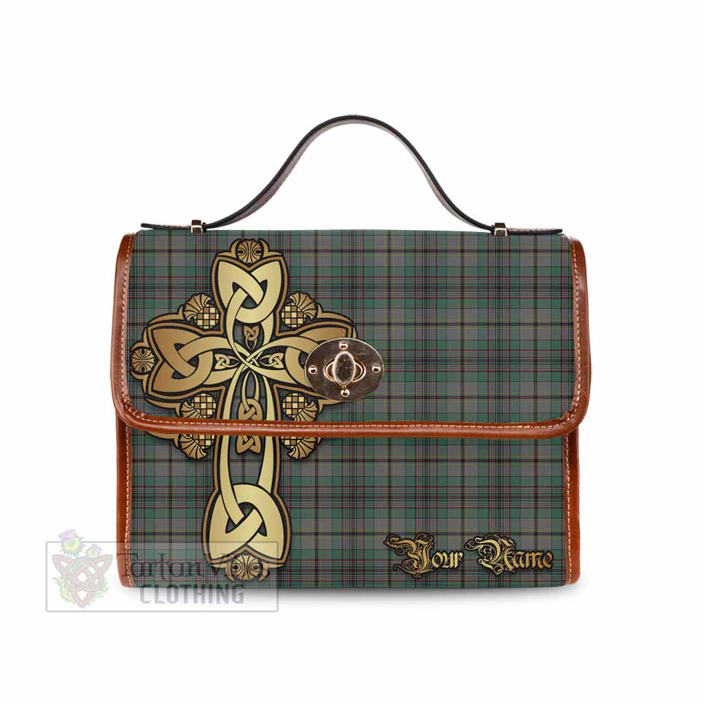 Tartan Vibes Clothing Craig Tartan Waterproof Canvas Bag Golden Thistle Celtic Cross Style