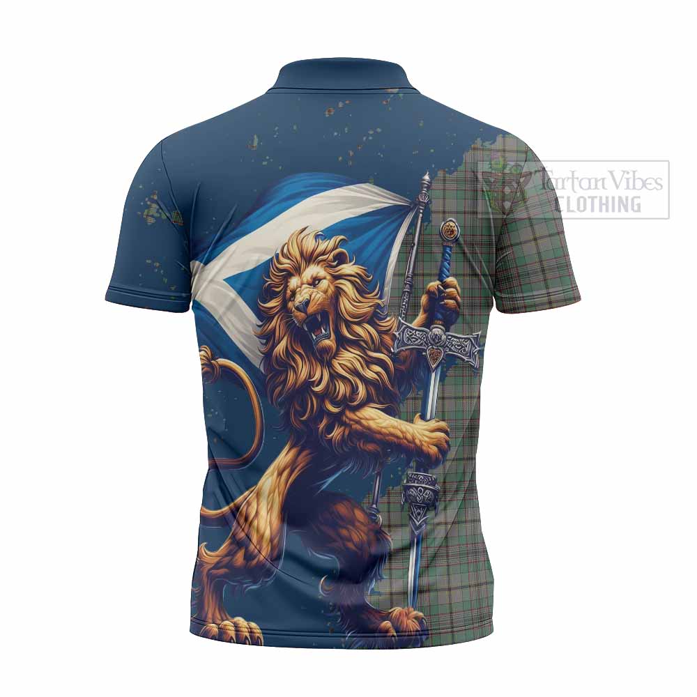 Tartan Vibes Clothing Craig Tartan Family Crest Zipper Polo Shirt with Scottish Majestic Lion