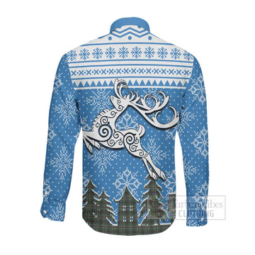 Craig Clan Christmas Long Sleeve Button Shirt Celtic Reindeer Style