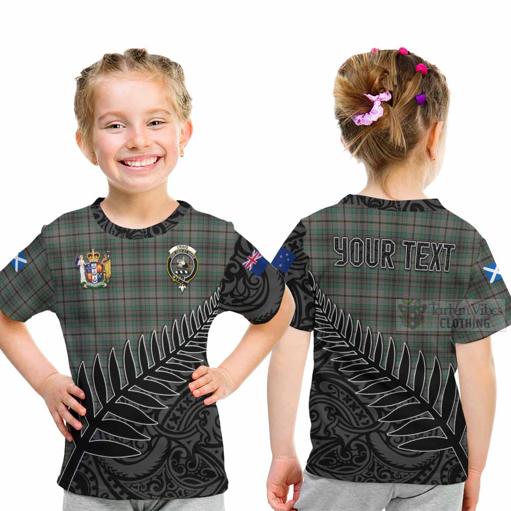 Tartan Vibes Clothing Craig Crest Tartan Kid T-Shirt with New Zealand Silver Fern Half Style