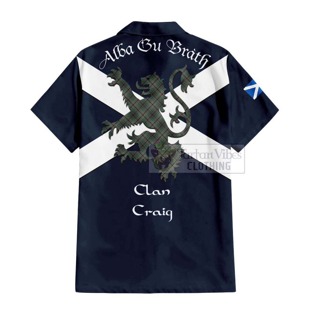 Tartan Vibes Clothing Craig Tartan Lion Rampant Short Sleeve Button Shirt – Proudly Display Your Heritage with Alba Gu Brath and Clan Name