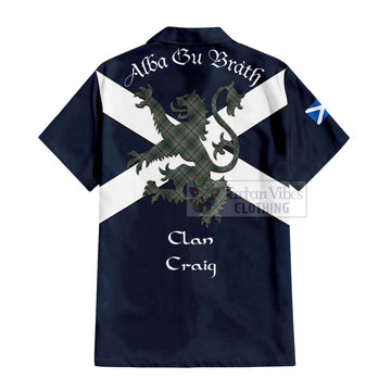 Craig Tartan Lion Rampant Short Sleeve Button Shirt  Proudly Display Your Heritage with Alba Gu Brath and Clan Name