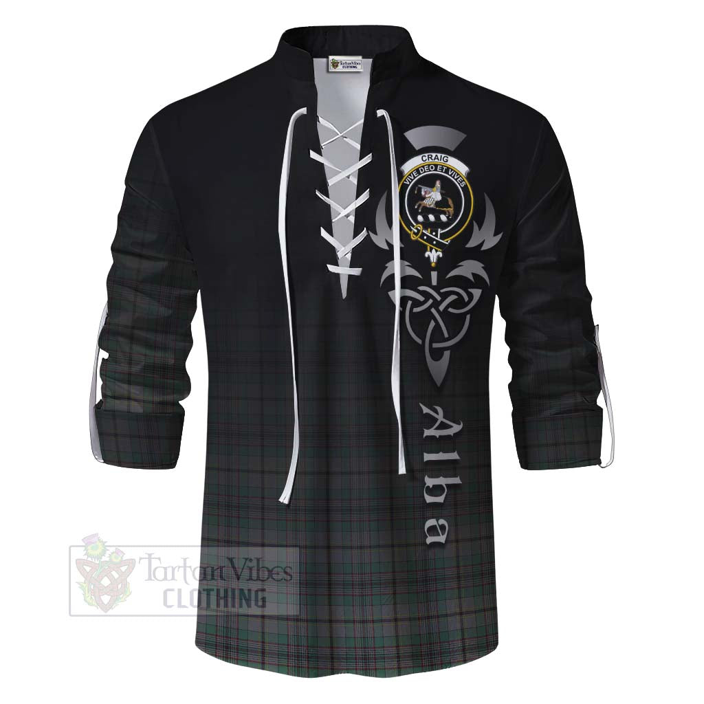 Tartan Vibes Clothing Craig Tartan Ghillie Kilt Shirt Featuring Alba Gu Brath Family Crest Celtic Inspired