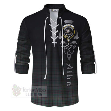 Craig Tartan Ghillie Kilt Shirt Featuring Alba Gu Brath Family Crest Celtic Inspired