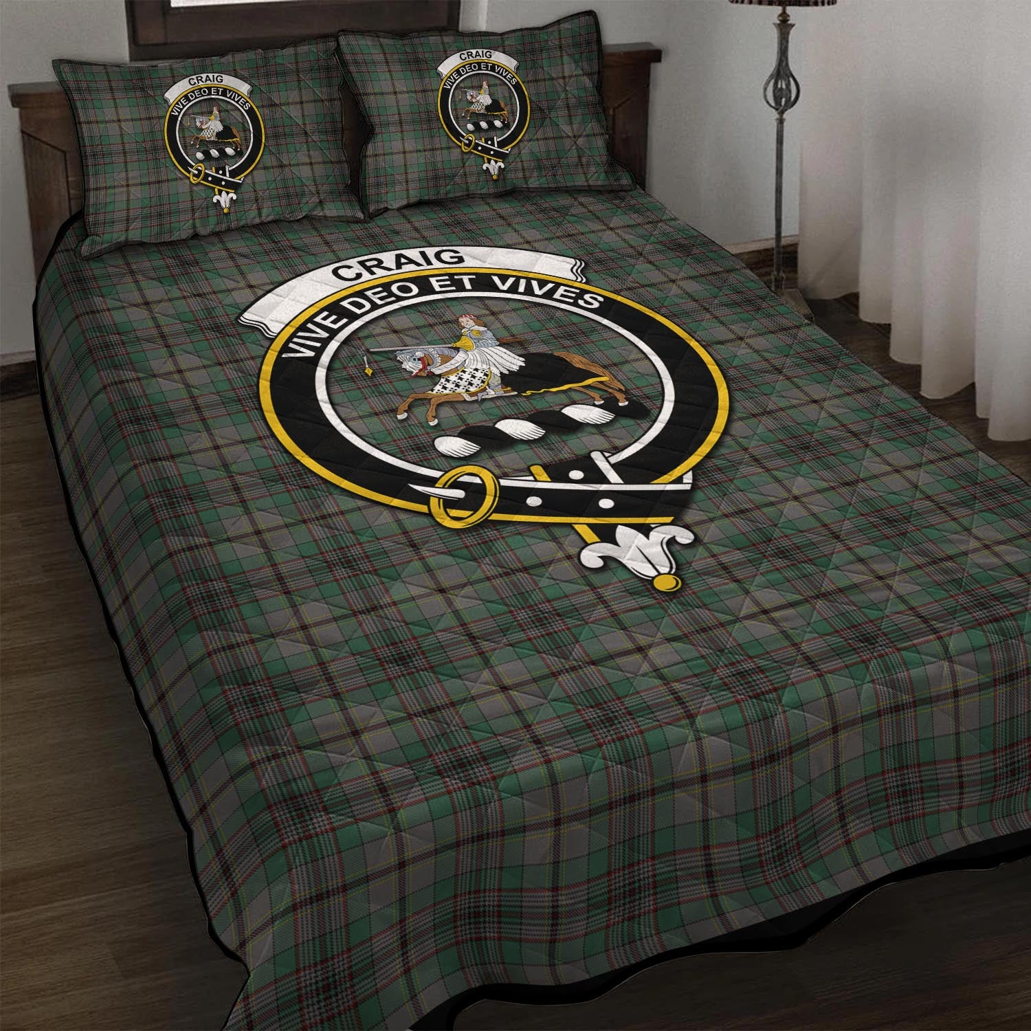 Craig Tartan Quilt Bed Set with Family Crest - Tartan Vibes Clothing