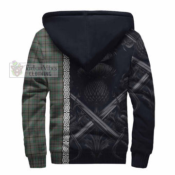 Craig Tartan Sherpa Hoodie with Family Crest Cross Sword Thistle Celtic Vibes