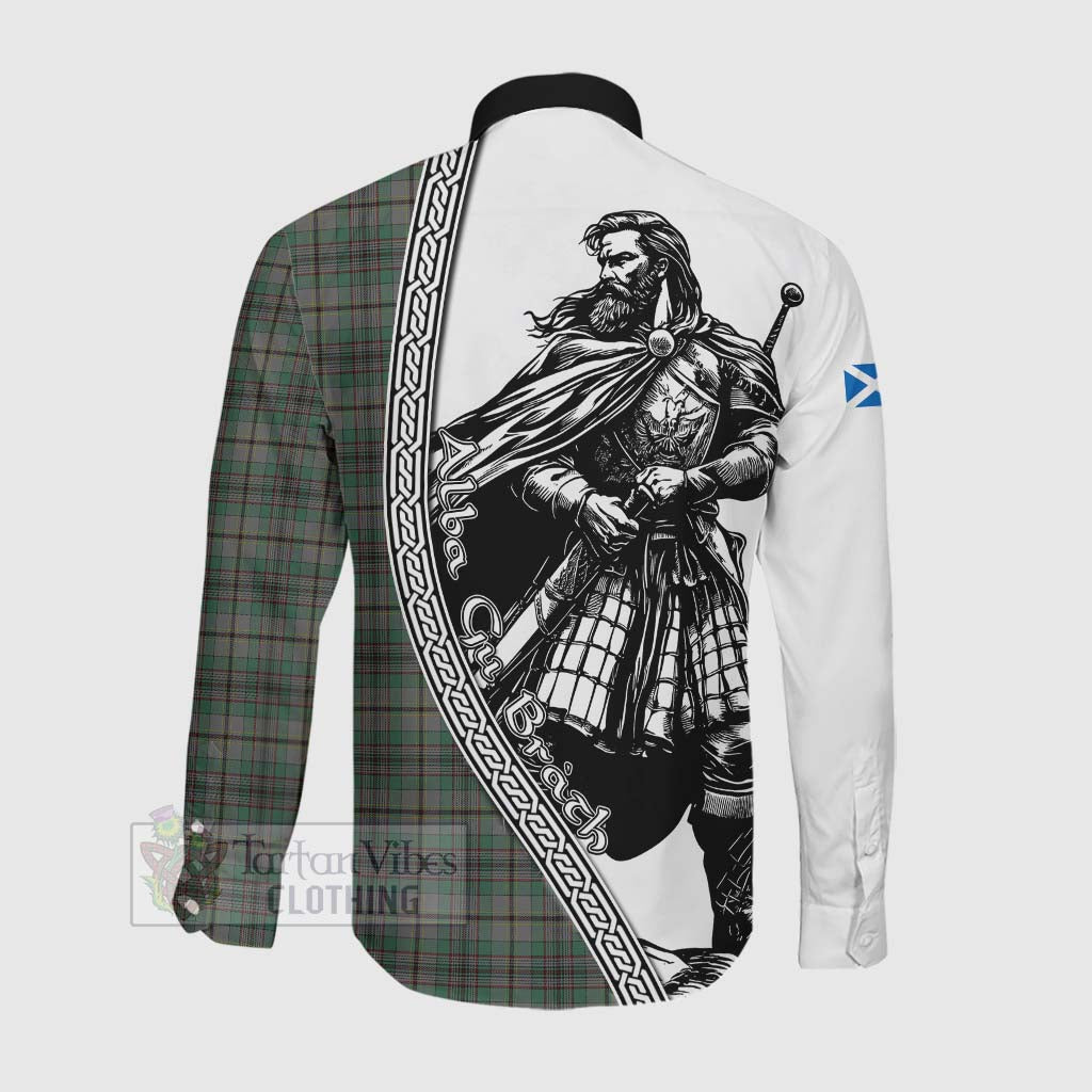 Tartan Vibes Clothing Craig Tartan Clan Crest Long Sleeve Button Shirt with Highlander Warrior Celtic Style