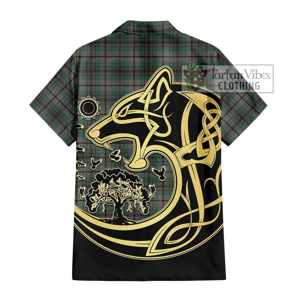 Craig Tartan Short Sleeve Button Shirt with Family Crest Celtic Wolf Style - Tartan Vibes Clothing