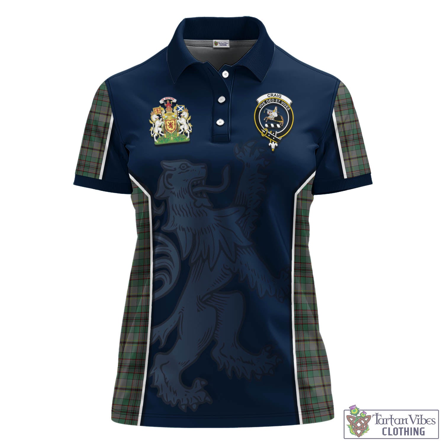 Craig Tartan Women's Polo Shirt with Family Crest and Lion Rampant Vibes Sport Style - Tartan Vibes Clothing