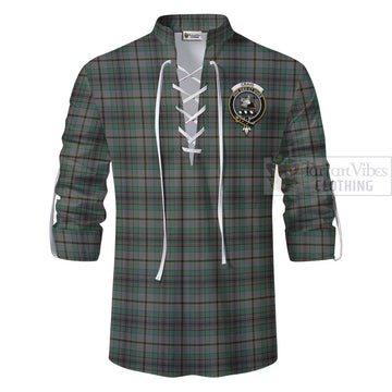 Craig Tartan Ghillie Kilt Shirt with Family Crest and Bearded Skull Holding Bottles of Whiskey