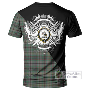 Craig Tartan T-Shirt with Family Crest and Military Logo Style