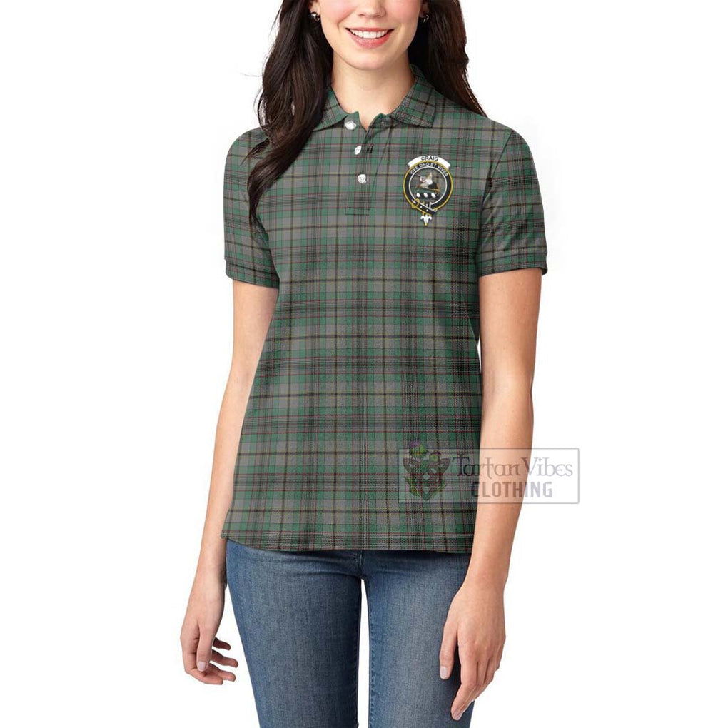 Tartan Vibes Clothing Craig Tartan Women's Polo Shirt with Family Crest and Bearded Skull Holding Bottles of Whiskey