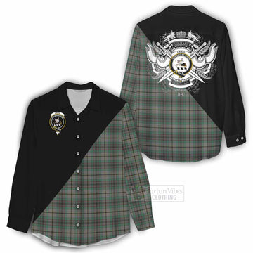 Craig Tartan Women's Casual Shirt with Family Crest and Military Logo Style