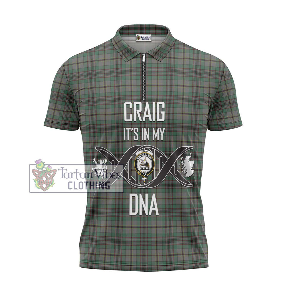 Craig Tartan Zipper Polo Shirt with Family Crest DNA In Me Style - Tartanvibesclothing Shop