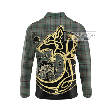 Craig Tartan Long Sleeve Polo Shirt with Family Crest Celtic Wolf Style