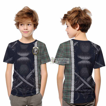 Craig Tartan Kid T-Shirt with Family Crest Cross Sword Thistle Celtic Vibes