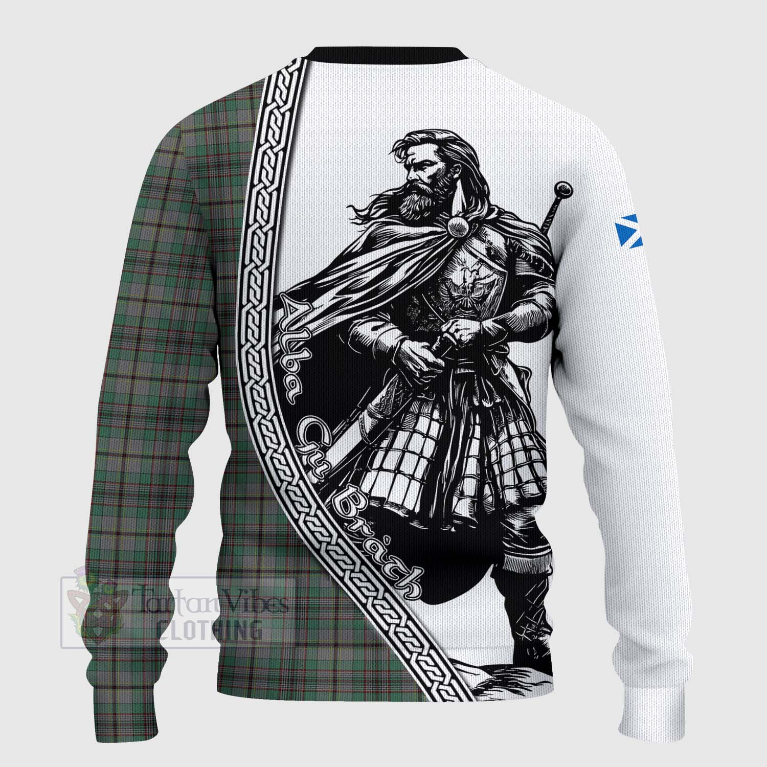 Tartan Vibes Clothing Craig Tartan Clan Crest Knitted Sweater with Highlander Warrior Celtic Style