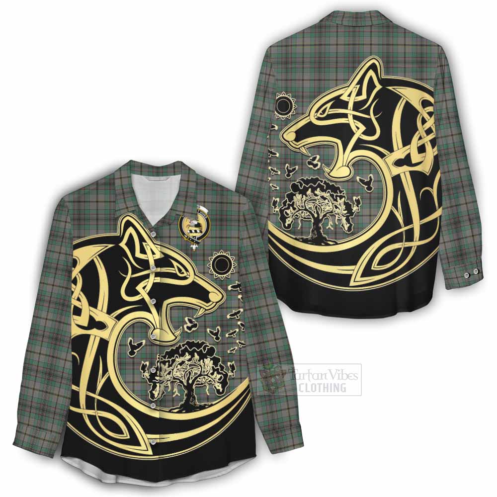 Tartan Vibes Clothing Craig Tartan Women's Casual Shirt with Family Crest Celtic Wolf Style