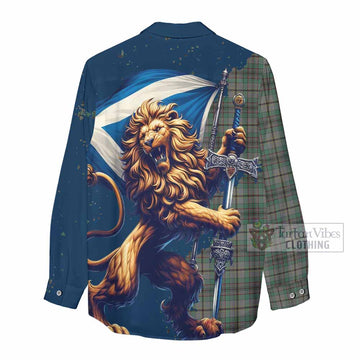 Craig Tartan Family Crest Women's Casual Shirt with Scottish Majestic Lion