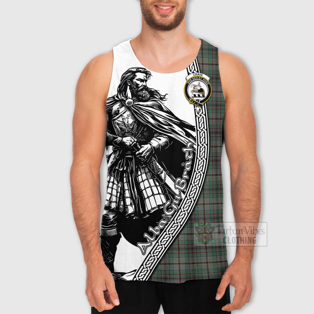 Tartan Vibes Clothing Craig Tartan Clan Crest Men's Tank Top with Highlander Warrior Celtic Style