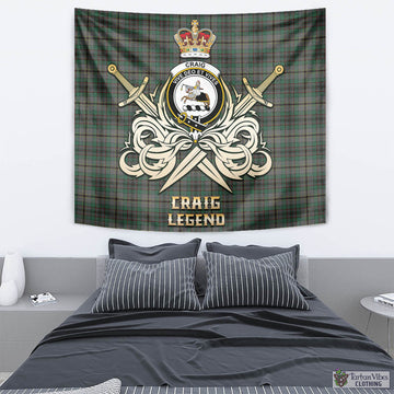 Craig Tartan Tapestry with Clan Crest and the Golden Sword of Courageous Legacy