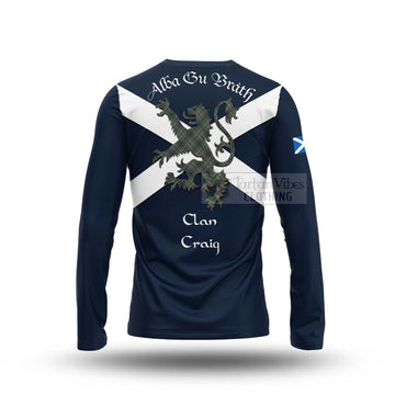 Craig Tartan Lion Rampant Long Sleeve T-Shirt  Proudly Display Your Heritage with Alba Gu Brath and Clan Name