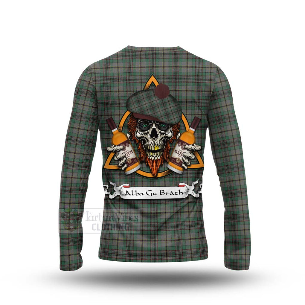 Tartan Vibes Clothing Craig Tartan Long Sleeve T-Shirt with Family Crest and Bearded Skull Holding Bottles of Whiskey