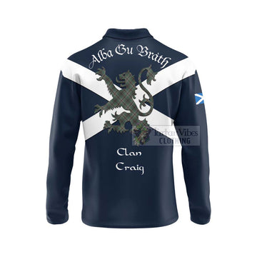 Craig Tartan Lion Rampant Long Sleeve Polo Shirt  Proudly Display Your Heritage with Alba Gu Brath and Clan Name