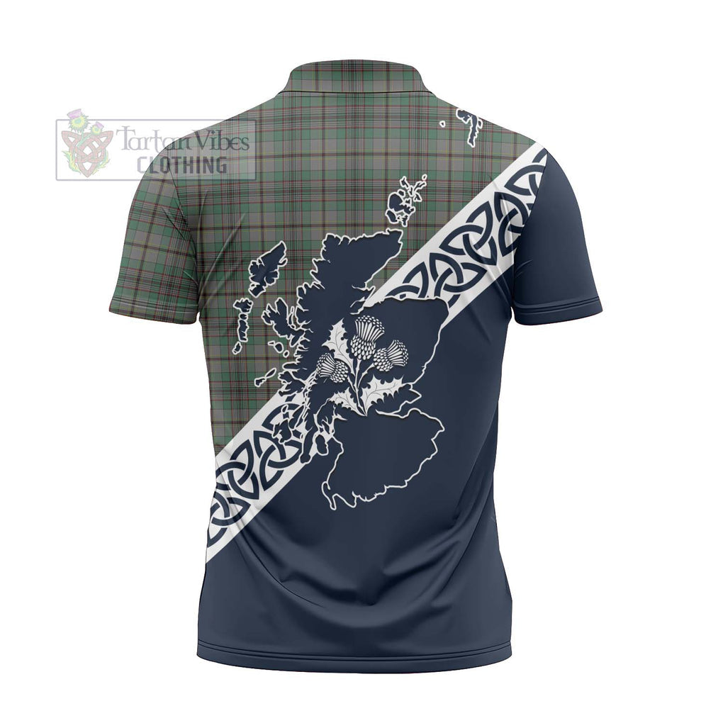 Tartan Vibes Clothing Craig Tartan Zipper Polo Shirt Featuring Thistle and Scotland Map