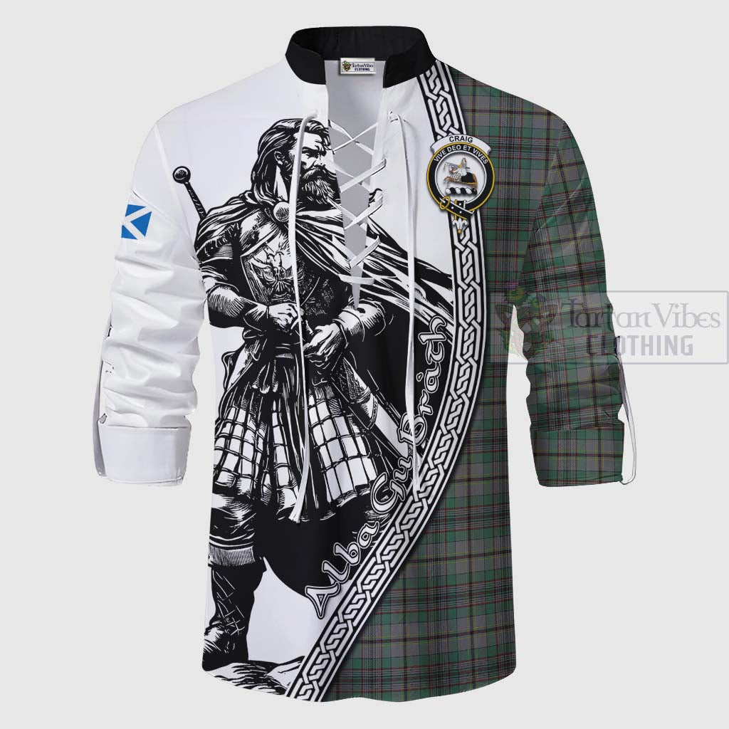 Tartan Vibes Clothing Craig Tartan Clan Crest Ghillie Kilt Shirt with Highlander Warrior Celtic Style