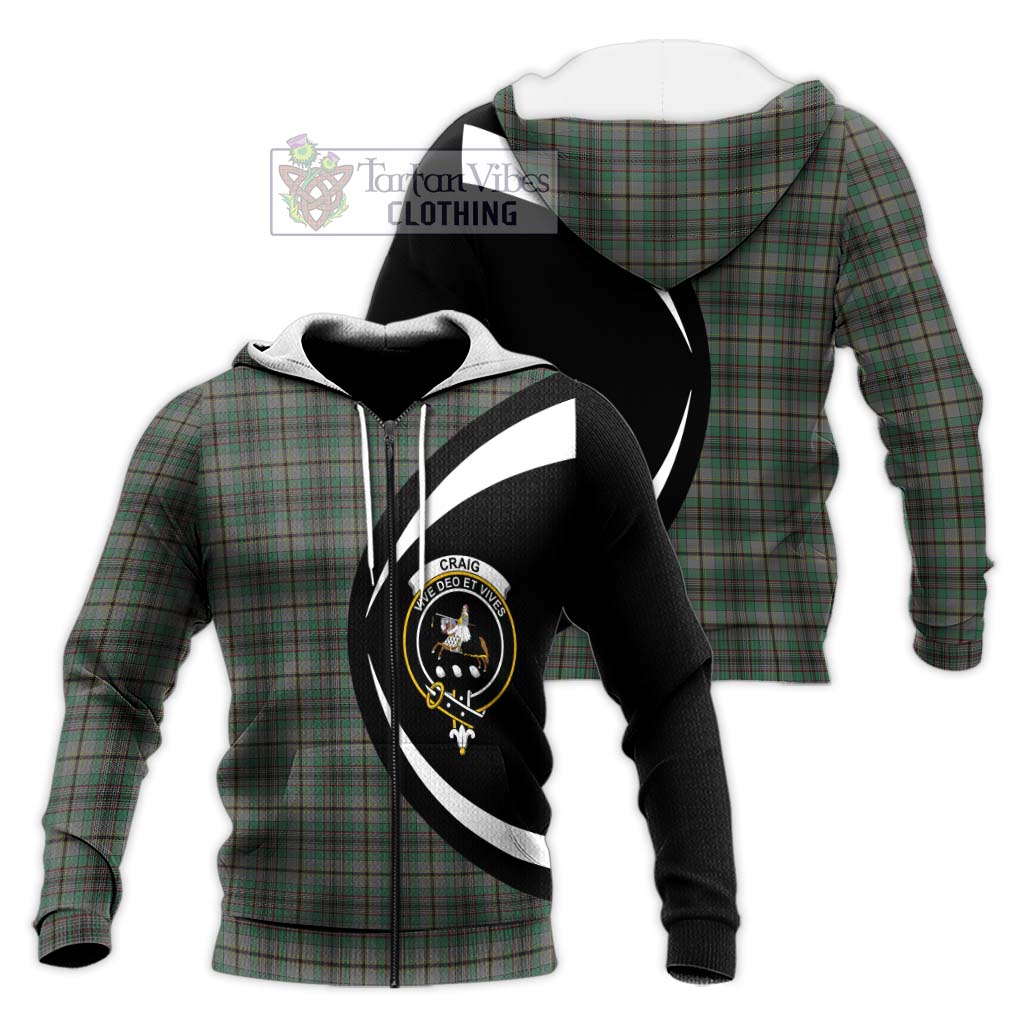 Craig Tartan Knitted Hoodie with Family Crest Circle Style Unisex Knitted Zip Hoodie - Tartan Vibes Clothing