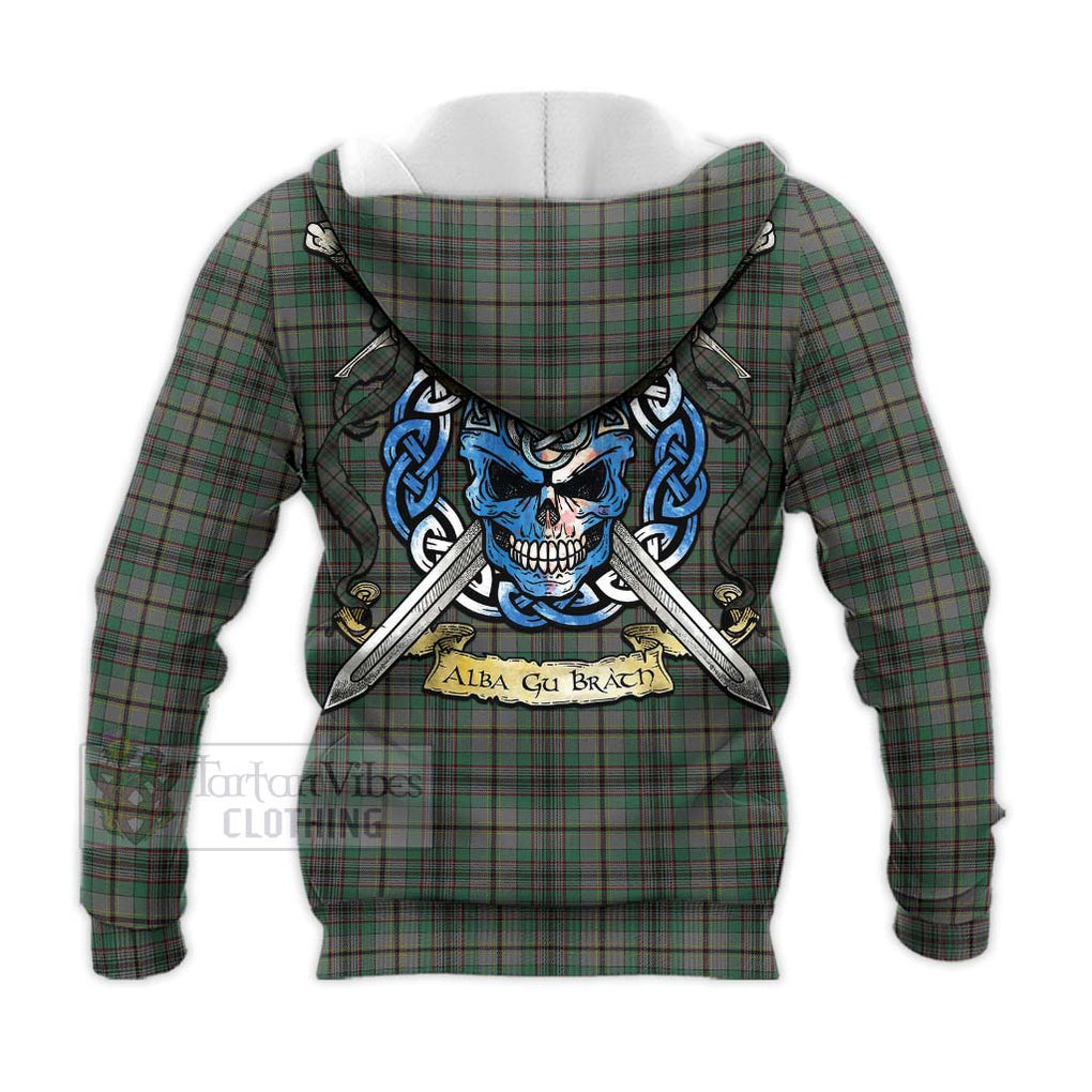 Tartan Vibes Clothing Craig Tartan Knitted Hoodie with Family Crest Celtic Skull Style