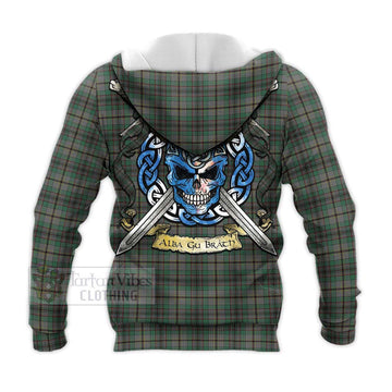 Craig Tartan Knitted Hoodie with Family Crest Celtic Skull Style