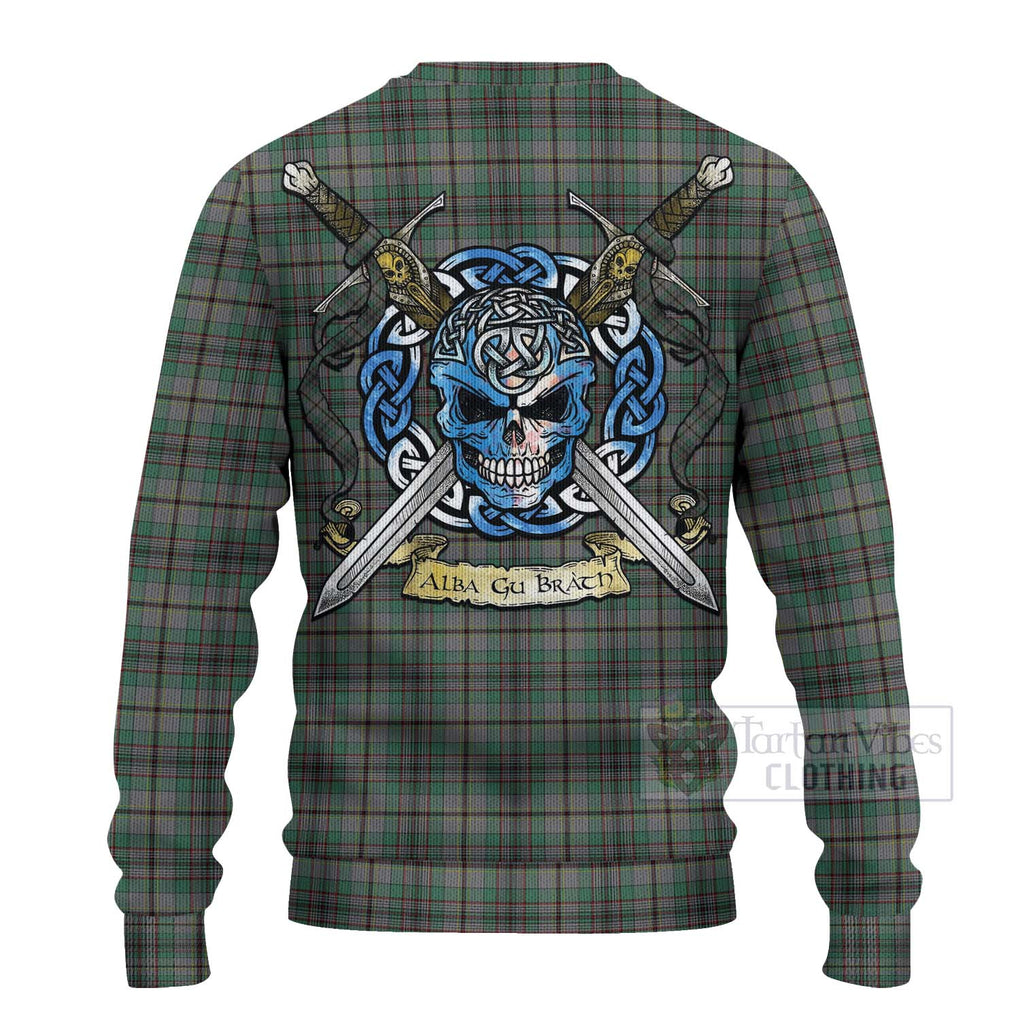 Tartan Vibes Clothing Craig Tartan Knitted Sweater with Family Crest Celtic Skull Style