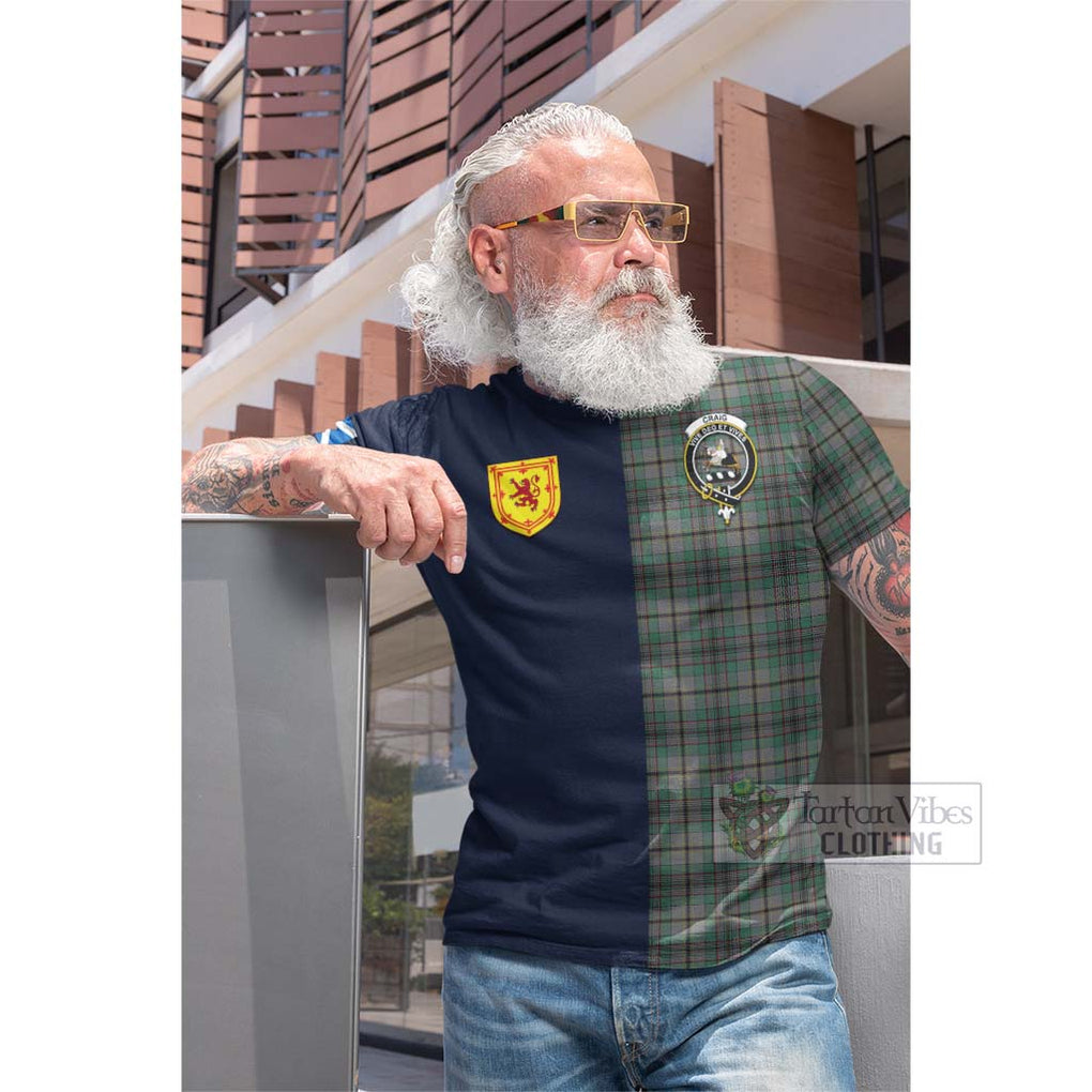 Tartan Vibes Clothing Craig Tartan Cotton T-shirt with Scottish Lion Royal Arm Half Style