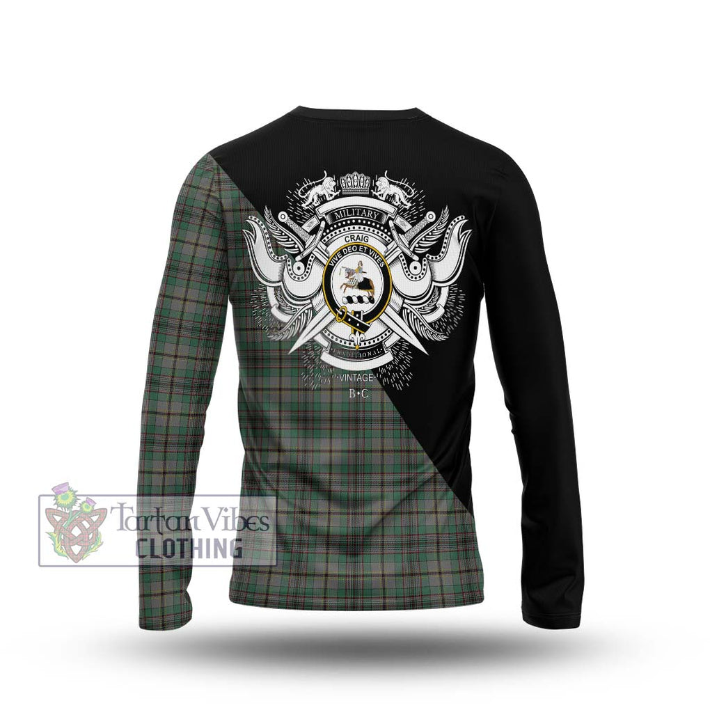 Craig Tartan Long Sleeve T-Shirt with Family Crest and Military Logo Style - Tartanvibesclothing Shop