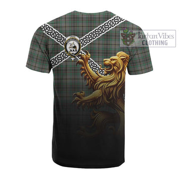 Craig Crest Tartan Cotton T-shirt with Golden Lion Emblem Celtic Style - Tartan Vibes Clothing