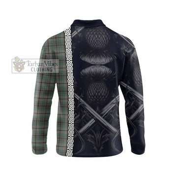 Craig Tartan Long Sleeve Polo Shirt with Family Crest Cross Sword Thistle Celtic Vibes